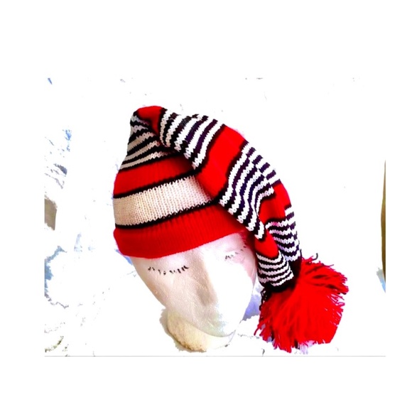 Igbo Traditional Mazi Wool Hat knitted Red white striped wool - Picture 2 of 2